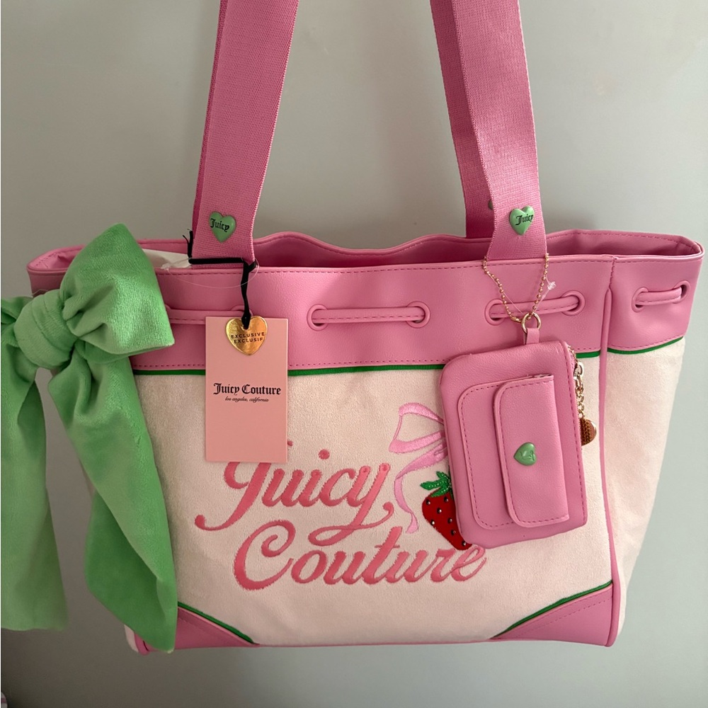 🍓Juicy Couture Retro Strawberry Tote with Green Bow
